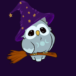 Witchy Owl on a Broom-Digital Art