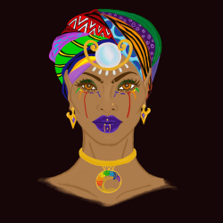 Dominique, Queen of Tarot: Dark background-digital art