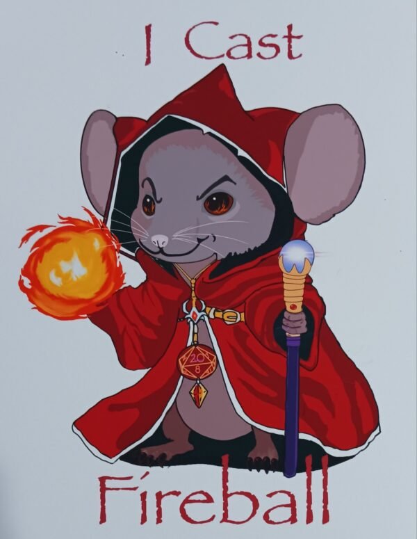 I cast fireball! Mouse wizard-Digital Art
